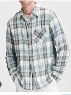 RAG & BONE | Beach Shirt Green White Plaid Mens Sz XS